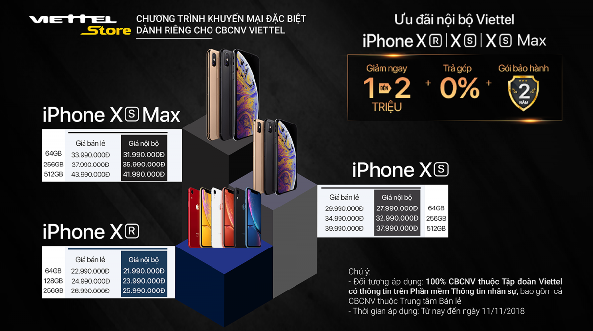 Người Viettel tiếp tục được ưu đãi khi mua iPhone XS/XS Max/XR